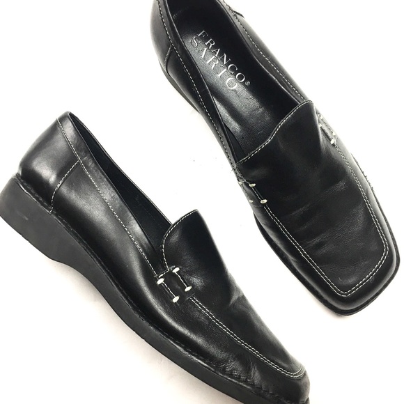 Franco Sarto Shoes - Franco Sarto | Black Leather Slip-On Flats Loafers